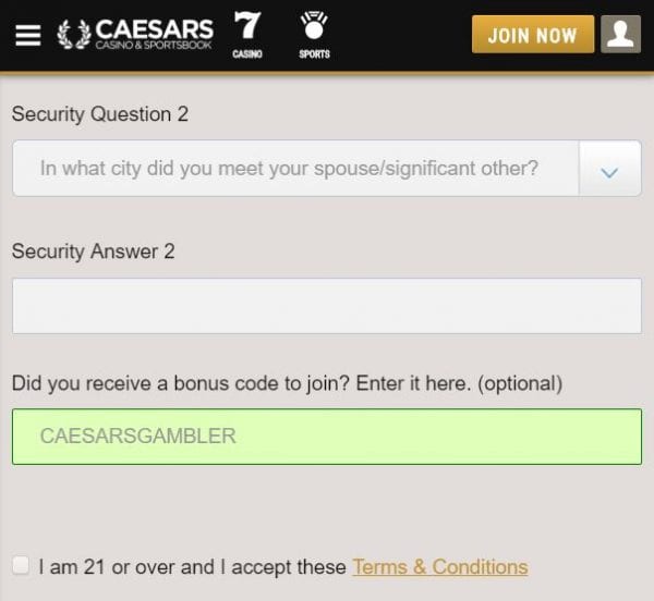 Caesars Online Casino Registration Bonus Code